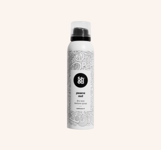 PEACE OUT Dry Wax Text. Spray